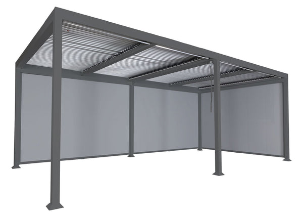 Alu Pergola Lamellen Sandy mit 3 Seitenwänden 3x6m anthrazit