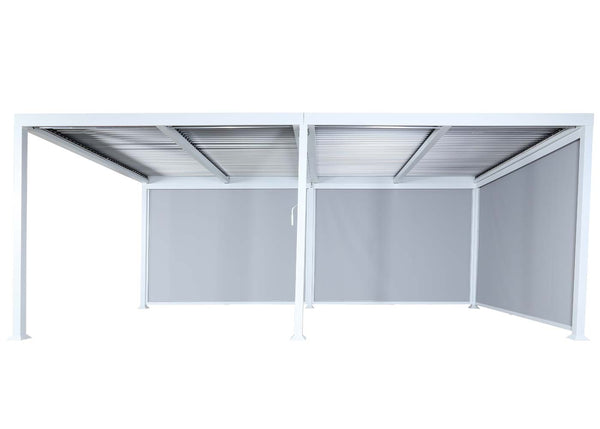 Alu Pergola Lamellen Sandy mit 3 Seitenwänden 3x6m weiss