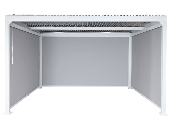 Alu Pergola Lamellen Sandy mit Lamellen und 3 Seitenwänden 3x3,7m weiss