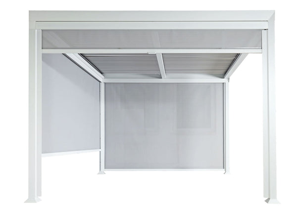 Alu Pergola Lamellen Sandy mit Lamellen und 3 Seitenwänden 3x3,7m weiss
