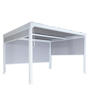 Alu Pergola Lamellen Sandy mit Lamellen und 3 Seitenwänden 3x3,7m weiss