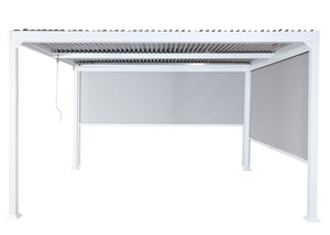 Alu Pergola Lamellen Sandy mit 2 Seitenwänden und Lamellen 3x3,7m weiss