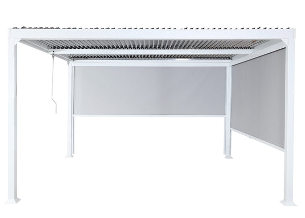 Alu Pergola Lamellen Sandy mit 2 Seitenwänden und Lamellen 3x3,7m weiss