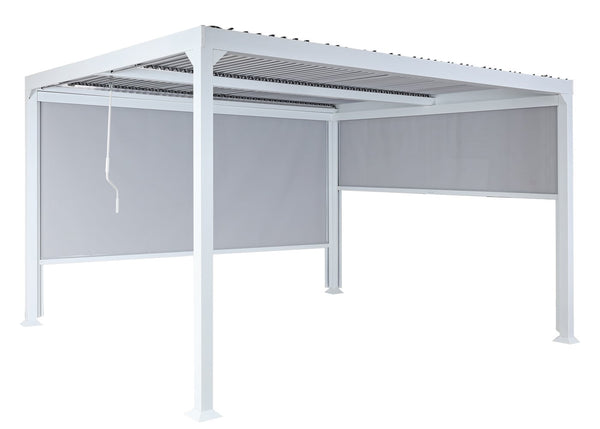 Alu Pergola Lamellen Sandy mit 2 Seitenwänden und Lamellen 3x3,7m weiss