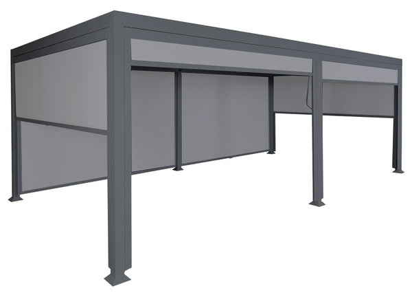 Alu Pergola Lamellen Sandy Lamellenpavillon mit 6 Seitenwänden 3x6m anthrazit