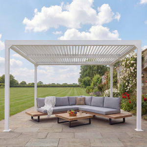 Alu Pergola Lamellen Sandy Terrassenüberdachung 3x3,7m weiss