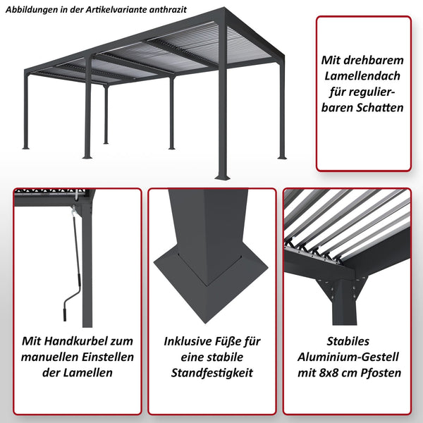 Alu Pergola Lamellen Sandy Terrassenüberdachung Garten 3x6m anthrazit