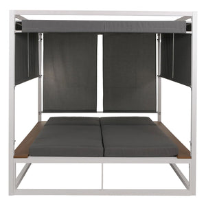 Aluminium Gartenliege XL Daybed 200cm 10cm Polster weiss grau