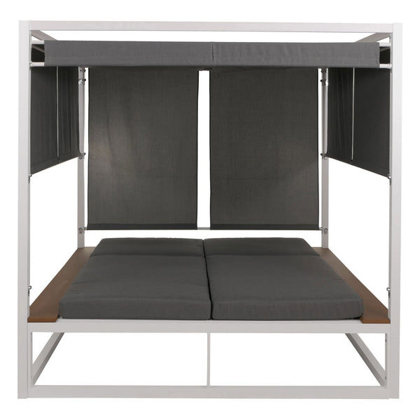 Aluminium Gartenliege XL Daybed 200cm 10cm Polster weiss grau