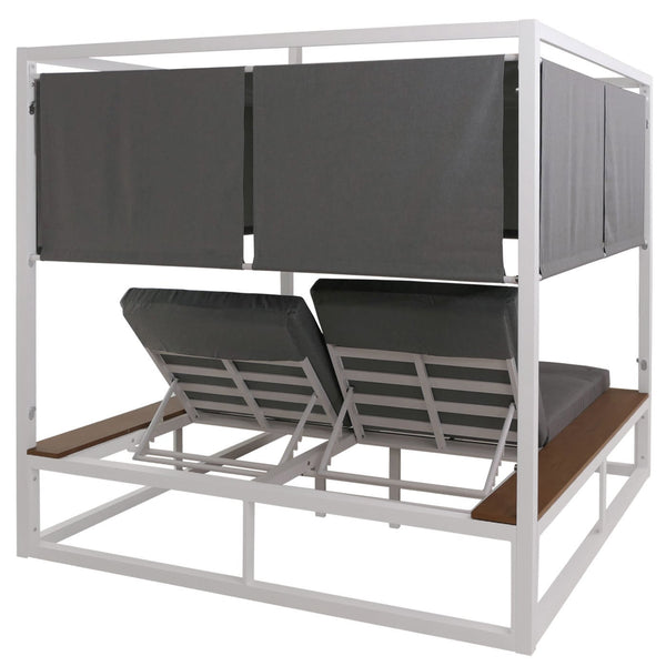 Aluminium Gartenliege XL Daybed 200cm 10cm Polster weiss grau