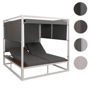 Aluminium Gartenliege XL Daybed 200cm 10cm Polster weiss grau