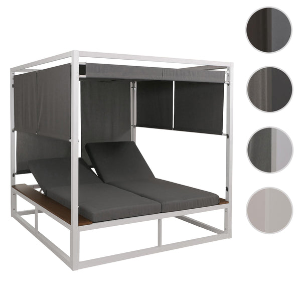 Aluminium Gartenliege XL Daybed 200cm 10cm Polster weiss grau