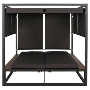 Aluminium Gartenliege XL mit 10cm Polster 200cm dunkelgrau
