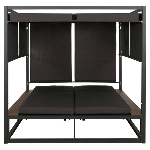 Aluminium Gartenliege XL mit 10cm Polster 200cm dunkelgrau