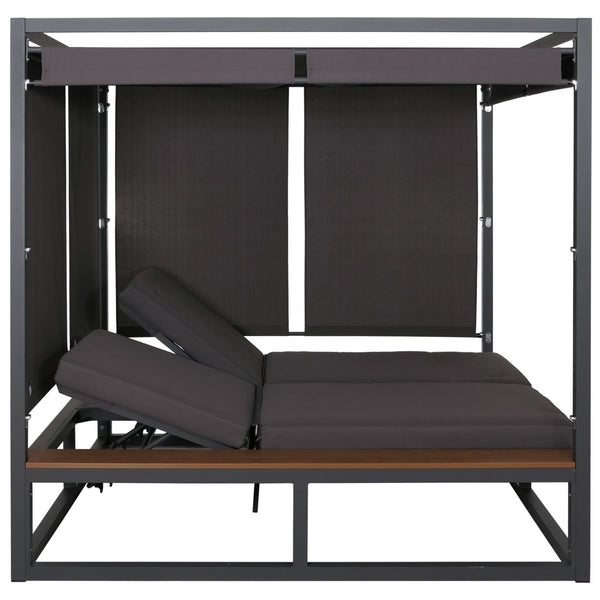 Aluminium Gartenliege XL mit 10cm Polster 200cm dunkelgrau
