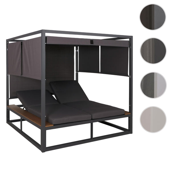 Aluminium Gartenliege XL mit 10cm Polster 200cm dunkelgrau