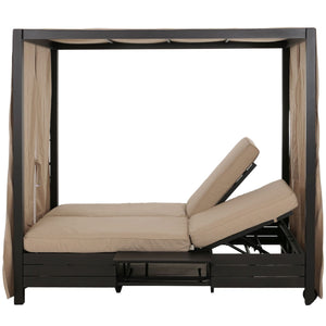 XL Aluminium Gartenliege mit 10cm Polster schwarz-creme