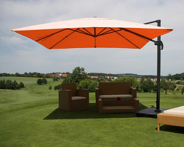 Ampelschirm Gastronomie mit Ständer Polyester 3x3m terracotta