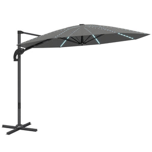 Ampelschirm LED Solar höhenverstellbar mit UV Schutz 300cm dunkelgrau