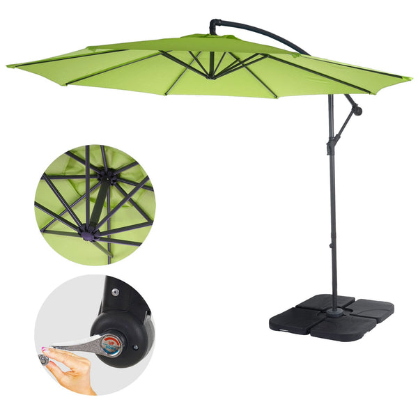 Ampelschirm neigbar Sonnenschutz mit Ständer 3m grün-lemon
