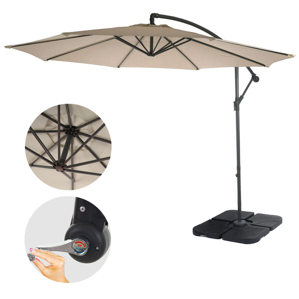 Ampelschirm neigbar mit Ständer Polyester Stahl Ø3m sand-beige