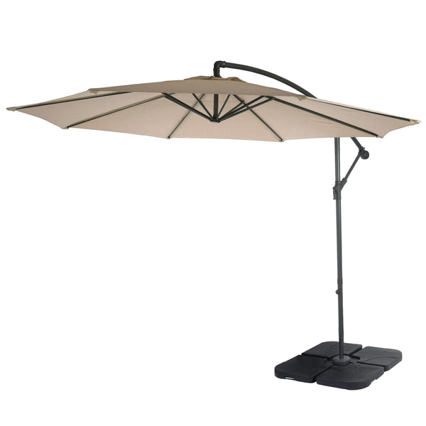 Ampelschirm neigbar mit Ständer Polyester Stahl Ø3m sand-beige