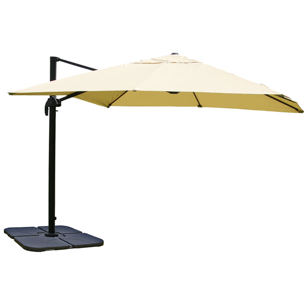 Ampelschirm drehbar mit Ständer Polyester & Alu 3x3m creme