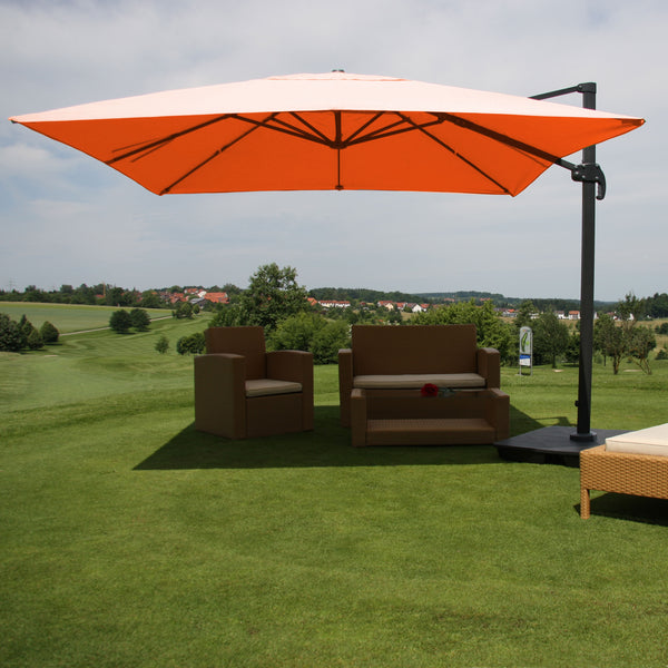 Ampelschirm drehbar mit Ständer Gastronomie 3x3m terracotta