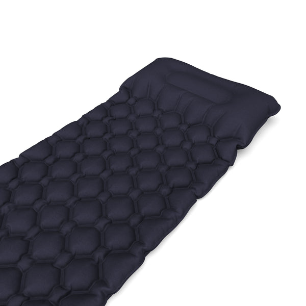 Materassino da campeggio con cuscino 195 x 60 x 5 cm blu scuro