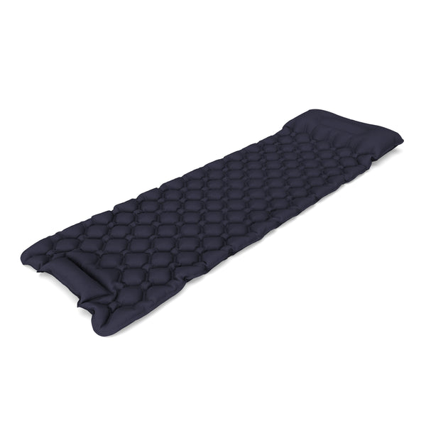 Materassino da campeggio con cuscino 195 x 60 x 5 cm blu scuro