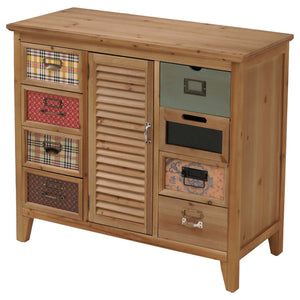 Apothekerkommode Schrank Schubladen Etikettenhalter Vintage Shabby Fensterladen 80x91x40cm natur