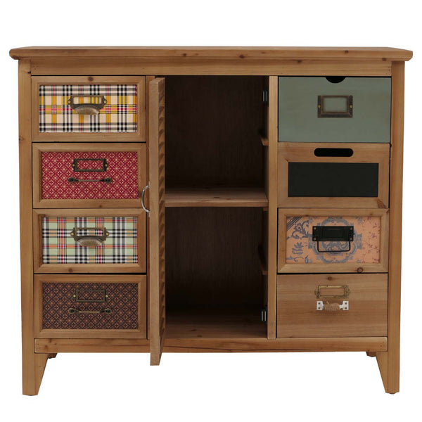 Apothekerkommode Schrank Schubladen Etikettenhalter Vintage Shabby Fensterladen 80x91x40cm natur