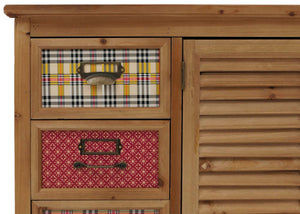 Apothekerkommode Schrank Schubladen Etikettenhalter Vintage Shabby Fensterladen 80x91x40cm natur