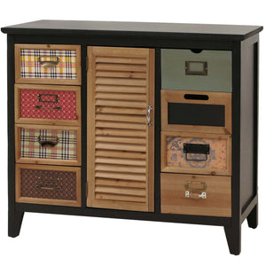 Apothekerkommode Schrank Schubladen Etikettenhalter Vintage Shabby Fensterladen 80x91x40cm schwarz
