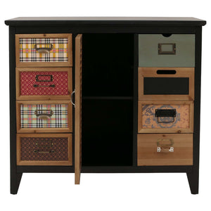Apothekerkommode Schrank Schubladen Etikettenhalter Vintage Shabby Fensterladen 80x91x40cm schwarz