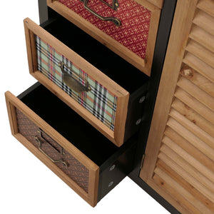Apothekerkommode Schrank Schubladen Etikettenhalter Vintage Shabby Fensterladen 80x91x40cm schwarz