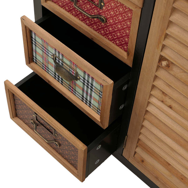 Apothekerkommode Schrank Schubladen Etikettenhalter Vintage Shabby Fensterladen 80x91x40cm schwarz