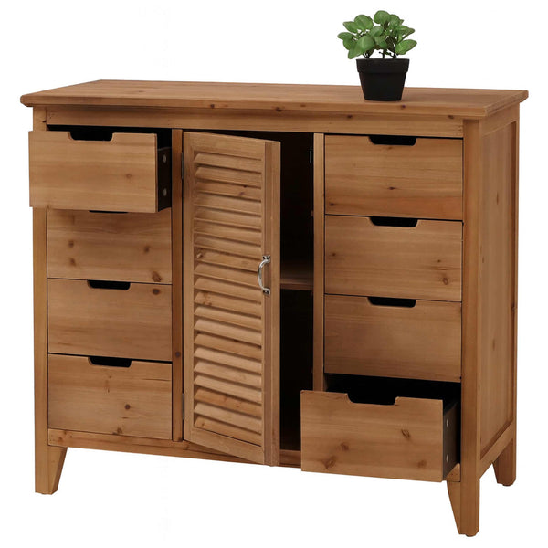 Apothekerkommode Schrank Staufächer Schubladen Vintage Fensterladenoptik 80x91x40cm natur