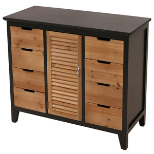 Apothekerkommode Schrank Staufächer Schubladen Vintage Fensterladenoptik 80x91x40cm schwarz