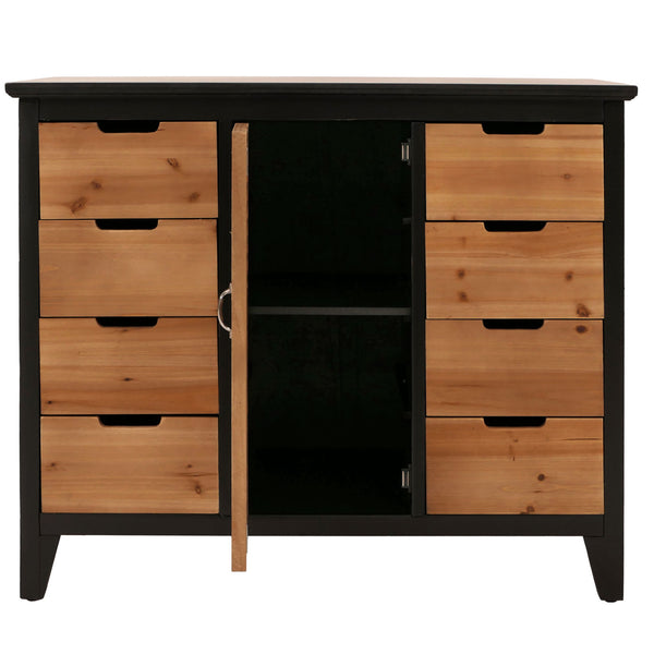 Apothekerkommode Schrank Staufächer Schubladen Vintage Fensterladenoptik 80x91x40cm schwarz