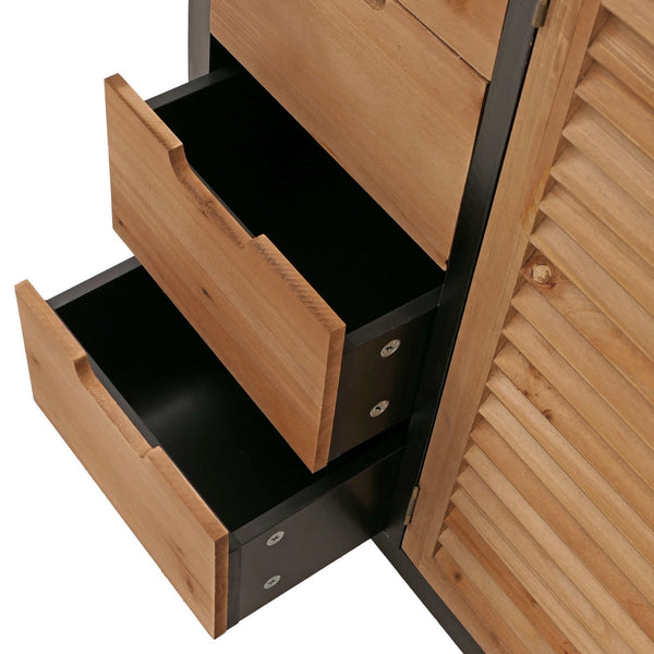 Apothekerkommode Schrank Staufächer Schubladen Vintage Fensterladenoptik 80x91x40cm schwarz