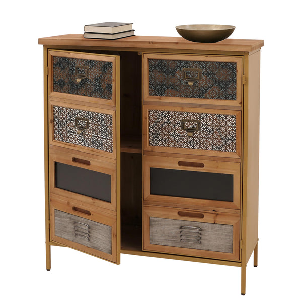 Apothekerkommode Highboard Schrank Staufächer Vintage Shabby-Look 94x80x35cm blau