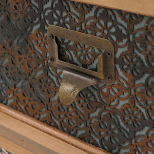 Apothekerkommode Highboard Schrank Staufächer Vintage Shabby-Look 94x80x35cm blau