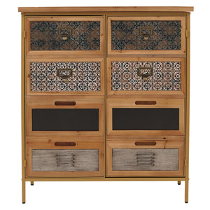 Apothekerkommode Highboard Schrank Staufächer Vintage Shabby-Look 94x80x35cm blau