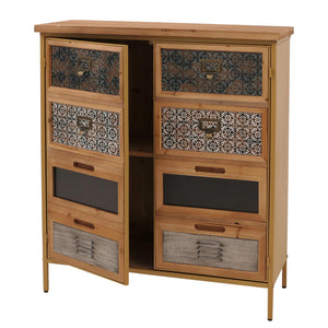 Apothekerkommode Highboard Schrank Staufächer Vintage Shabby-Look 94x80x35cm blau