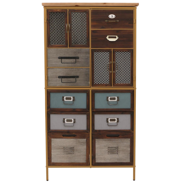 Apothekerkommode Highboard Schubladen Vintage Shabby-Look 136x73x35cm blau Metalloptik