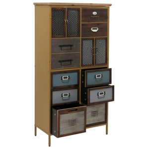 Apothekerkommode Highboard Schubladen Vintage Shabby-Look 136x73x35cm blau Metalloptik