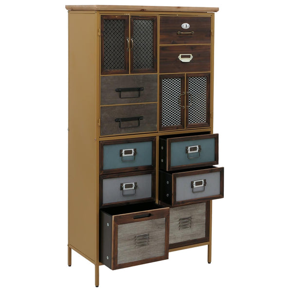 Apothekerkommode Highboard Schubladen Vintage Shabby-Look 136x73x35cm blau Metalloptik