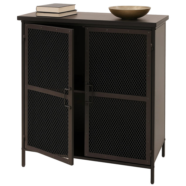 Apothekerkommode Highboard Schrank Staufächer Vintage Shabby-Look 94x80x35cm Metalloptik