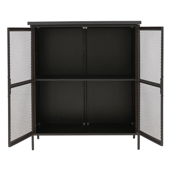 Apothekerkommode Highboard Schrank Staufächer Vintage Shabby-Look 94x80x35cm Metalloptik